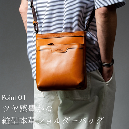 ショルダーバッグ オイルレザー 薄型 軽量 本革｜THB012