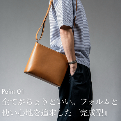 メンズ ショルダーバッグ 軽量 オイルレザー 本革 大容量｜THB013