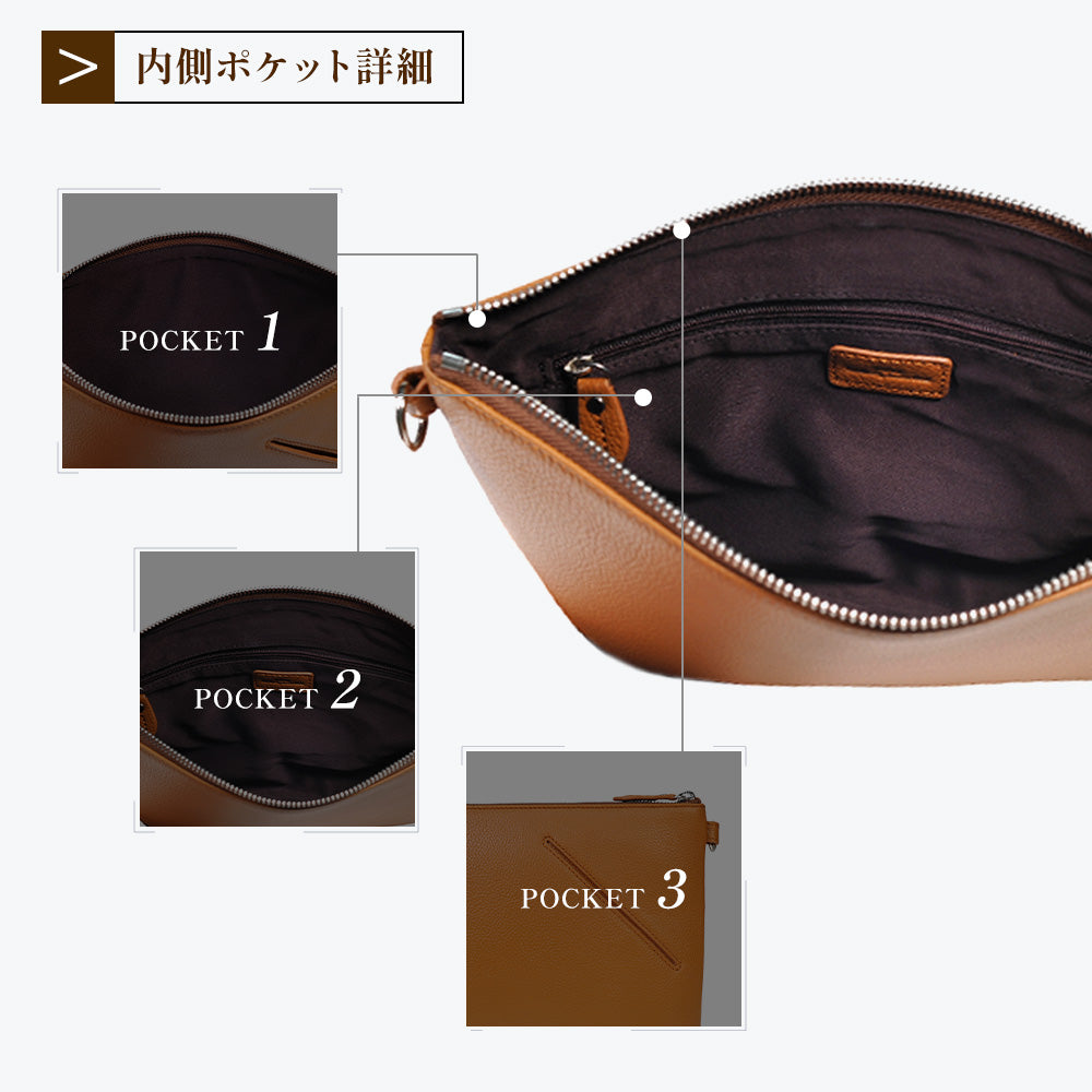 シンプルなハンドル付きクラッチバッグ｜J4019