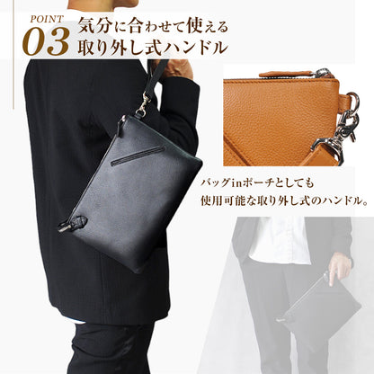 シンプルなハンドル付きクラッチバッグ｜J4019